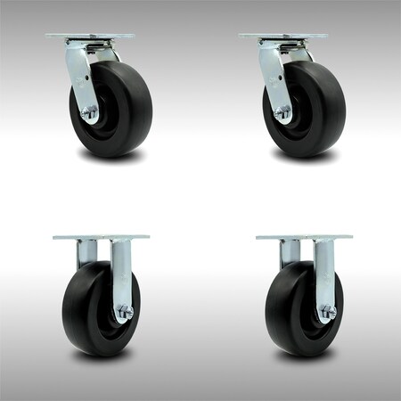 Service Caster 6 Inch SS Polyolefin Caster Set with Roller Bearings 2 Swivel 2 Rigid SCC SCC-SS30S620-POR-2-R-2